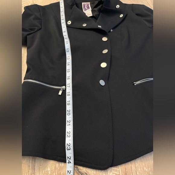 Zelda Black Military Style Tailored Silver Tone Button Blazer Sz 6 - Picture 2 of 7